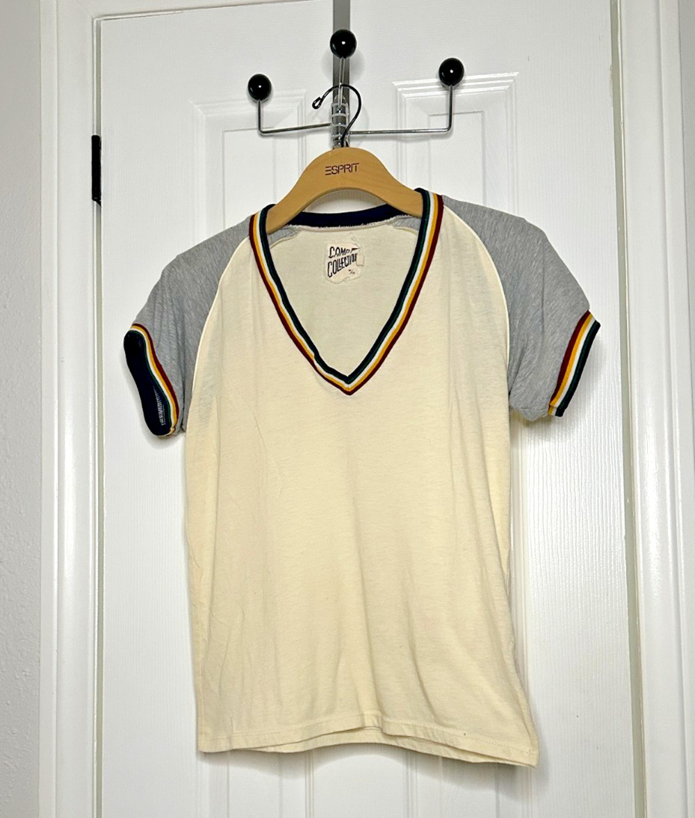 Camp Collection Retro-Inspired Raglan Ringer V-Neck T-Shirt